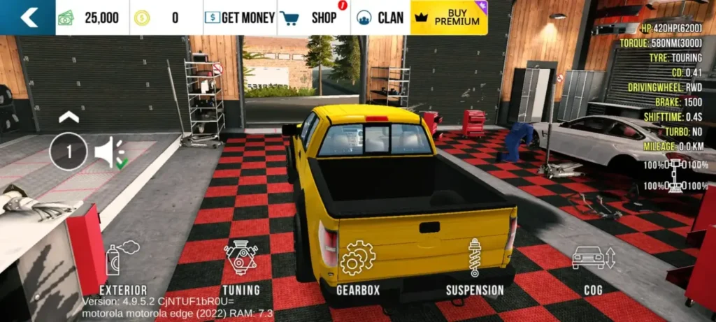 In the Vehicle Upgrade section, select the exterior appearance.